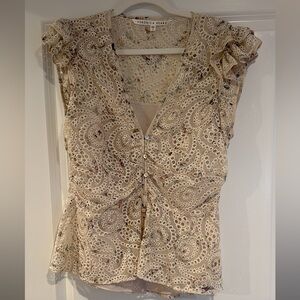 Veronica Beard Beige Lace Blouse
